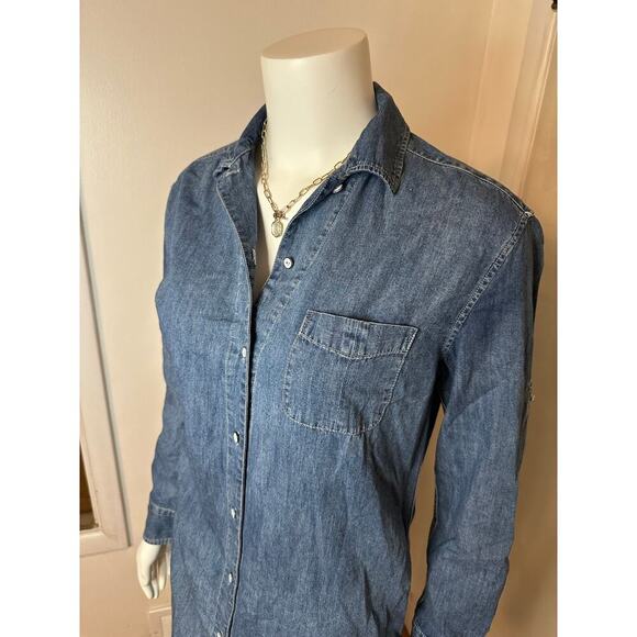 Rag & Bone Chambray Long Sleeve Button Down Dress Size Small - Picture 2 of 9